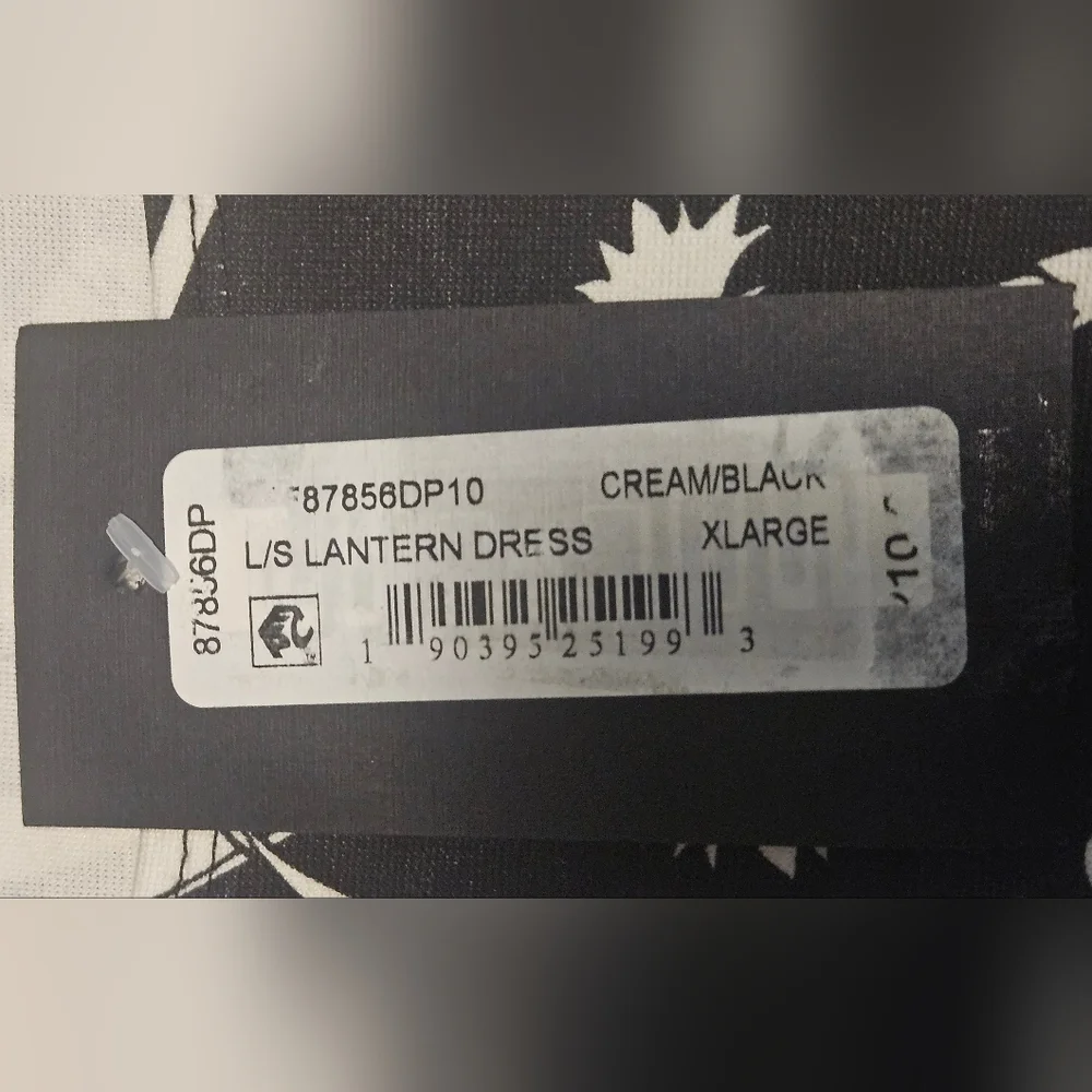 NWT Bryn Walker Floral Print Round Neck Long Sleeve Lantern Dress:Black/White:XL - Picture 9 of 16